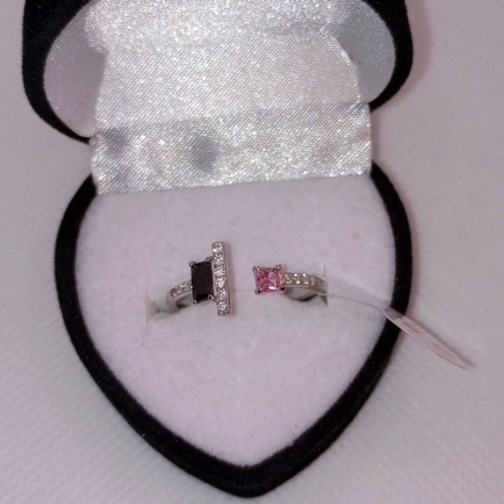 She's Always Different black onyx & rose quartz cubic zirconia 925 solid sterlin